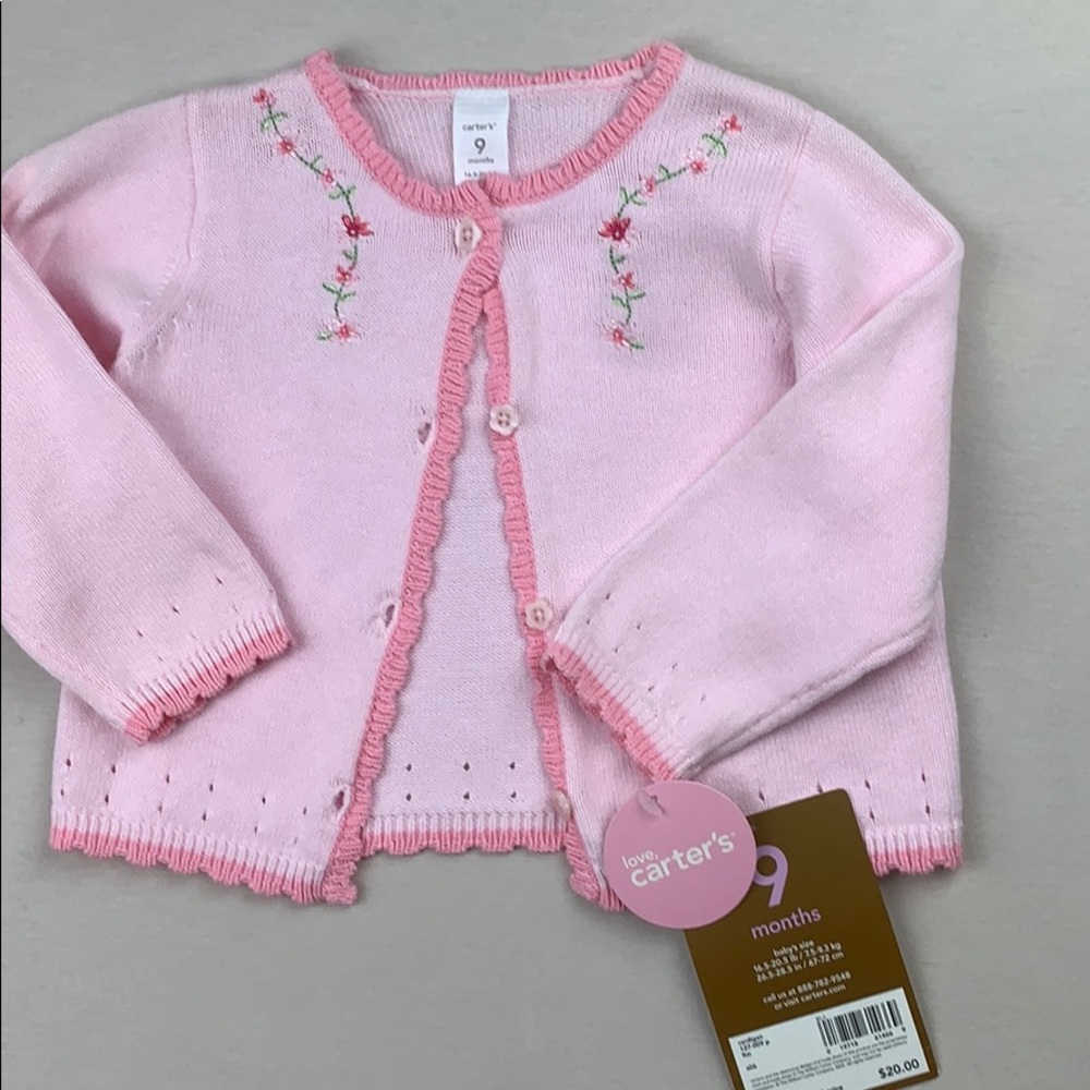 Vintage Carter’s Embroidered Pink Cardigan